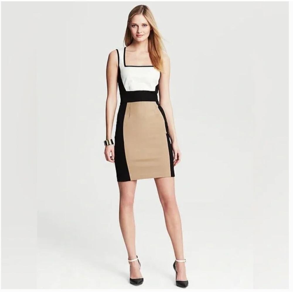 Banana Republic Sloan Colorblock Sheath Dress Cotton Blend sz 10